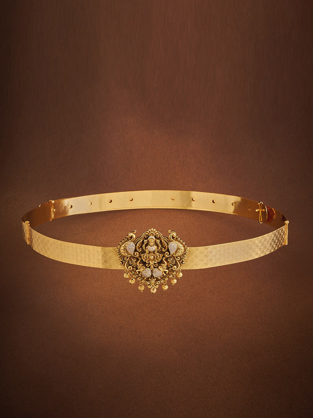 

Kushal's Fashion Jewellery Gold-Plated Stone-Studded Laxmi Motif Kamarband, White