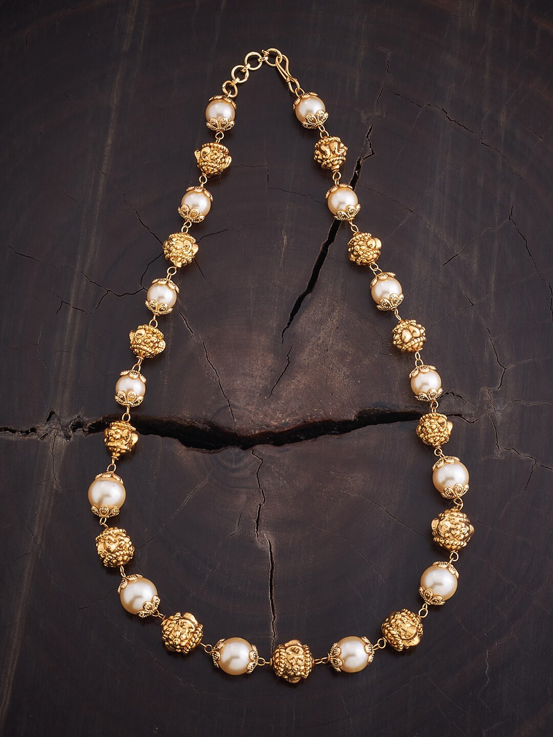 

Kushal's Fashion Jewellery Copper Antique Necklace, White