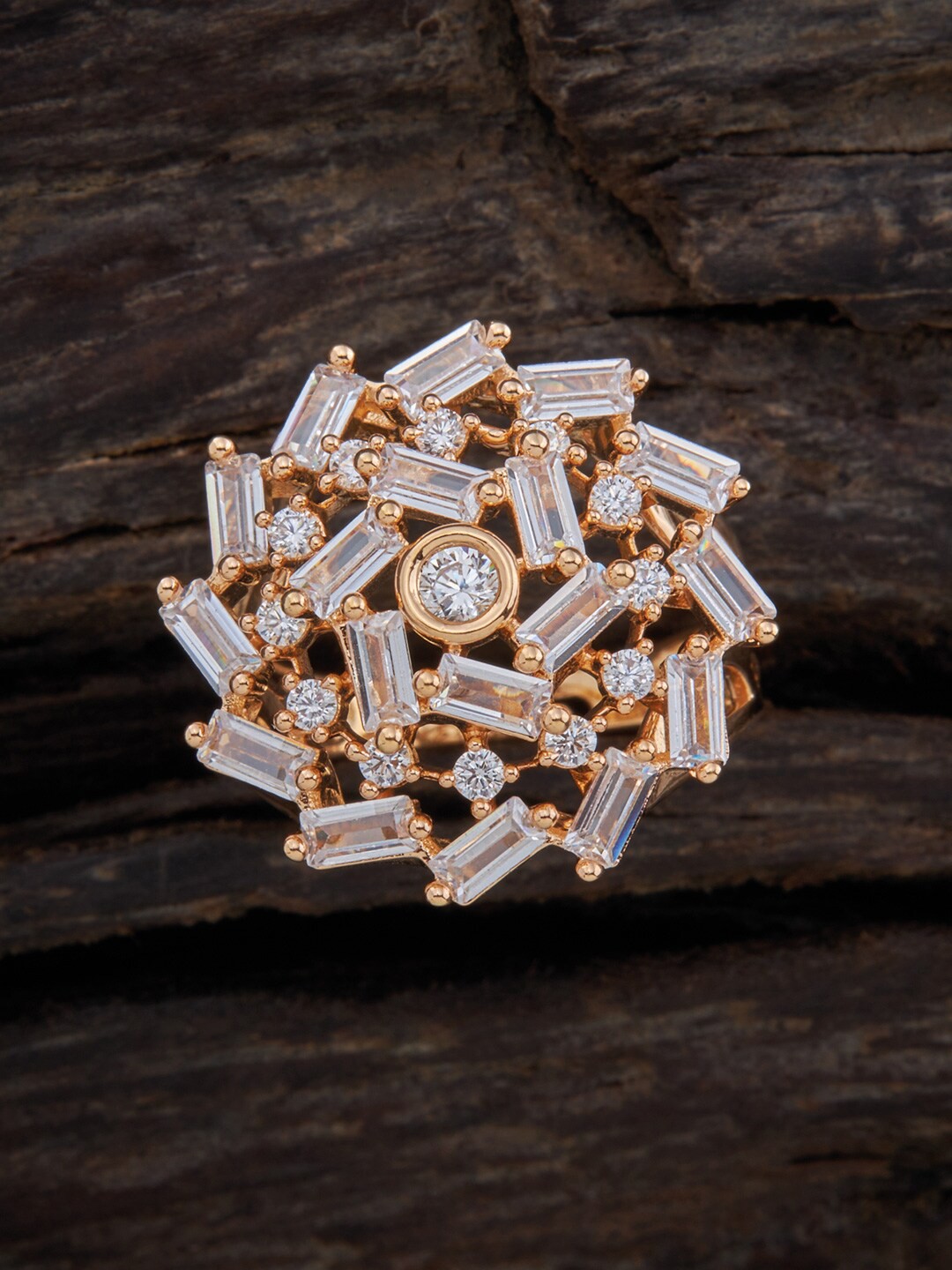 

Kushal's Fashion Jewellery Gold Plated Cubic Zirconia Studded Finger Ring, White