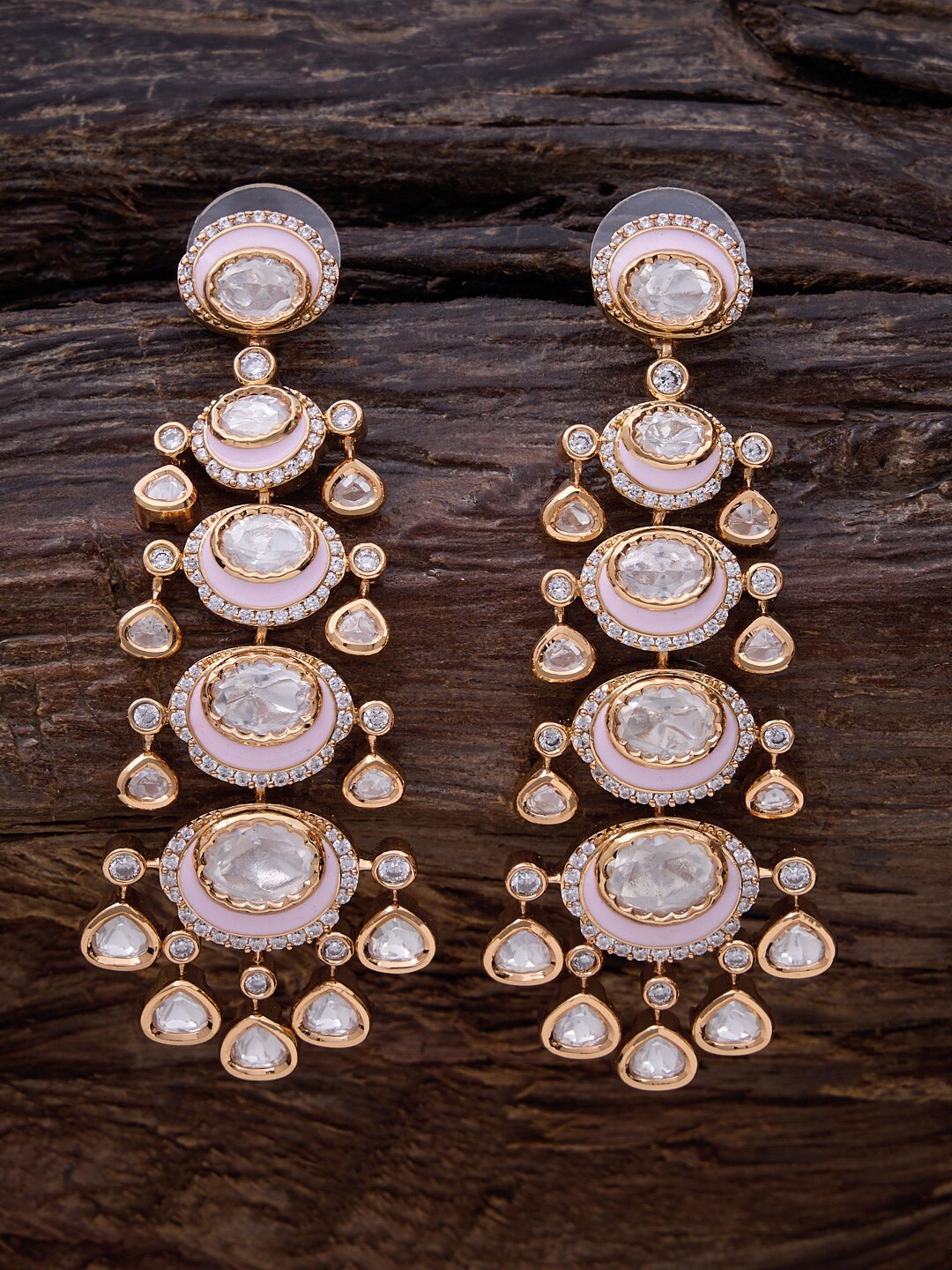 

Kushal's Fashion Jewellery Kundan Contemporary Studs Earrings, White