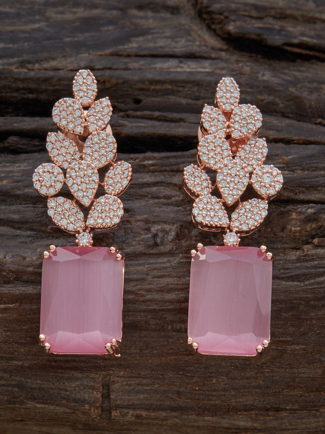 

Kushal's Fashion Jewellery Rose Gold-Plated Contemporary Drop Earrings, Pink