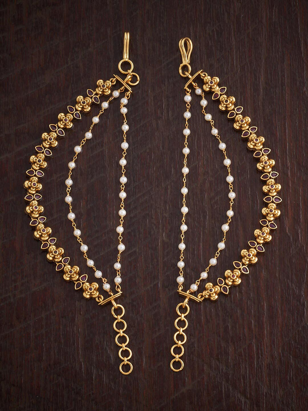 

Kushal's Fashion Jewellery Women Emballished With Beads & Spinal Stones Hair Accessory Set, Red