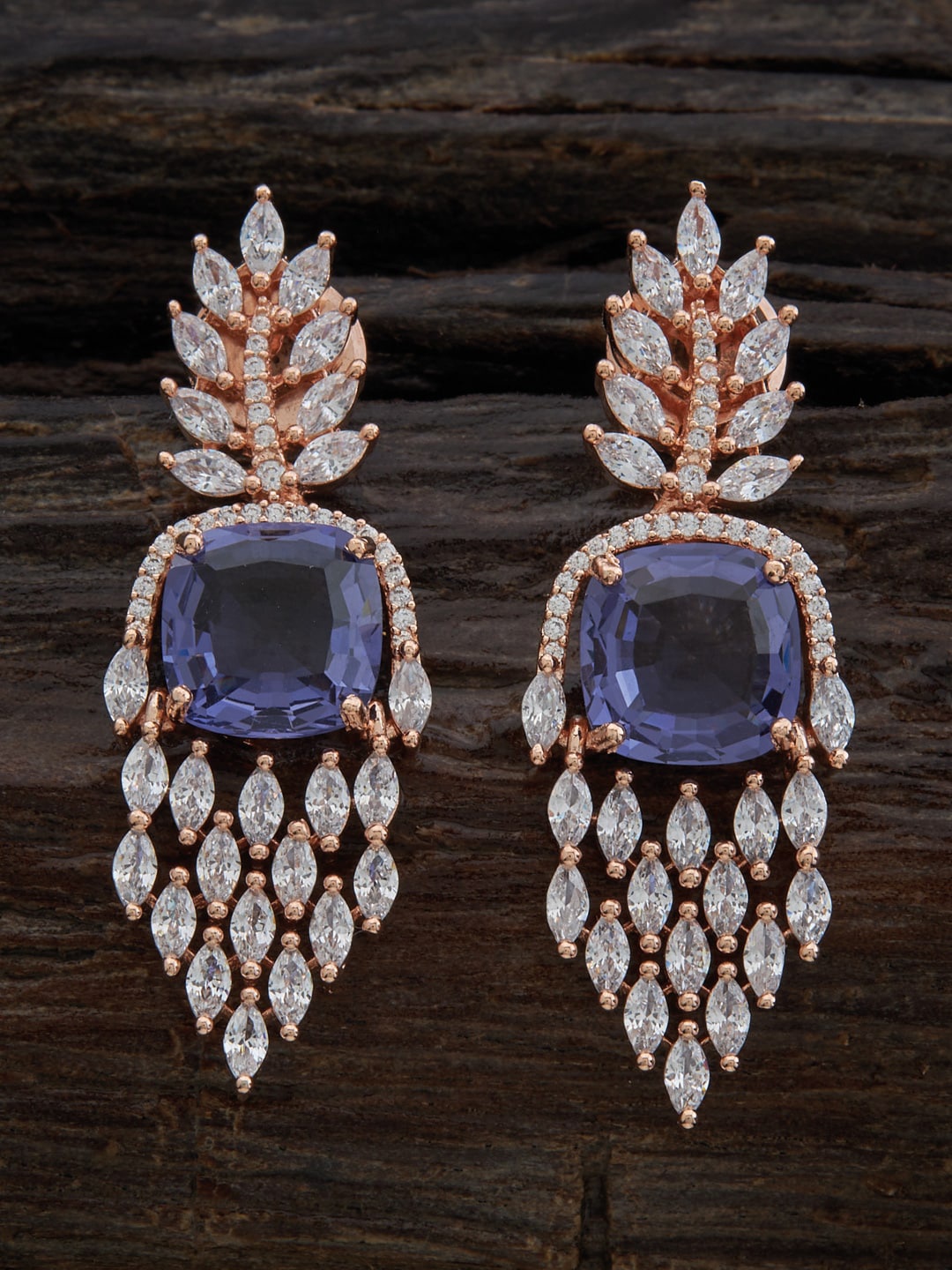 

Kushal's Fashion Jewellery Rose Gold-Plated Contemporary Drop Earrings, Lavender