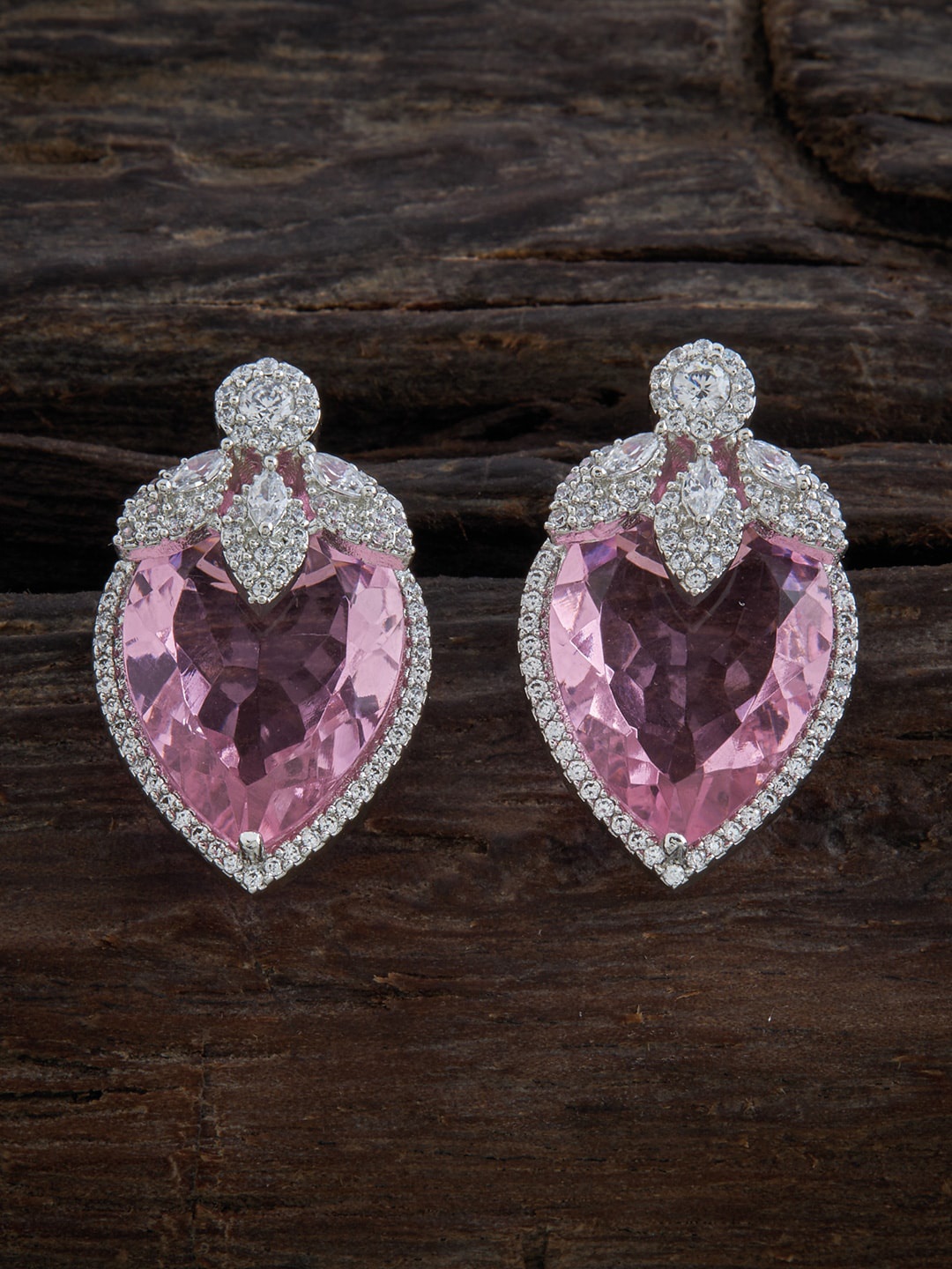 

Kushal's Fashion Jewellery Rhodium-Plated Contemporary Studs Earrings, Pink
