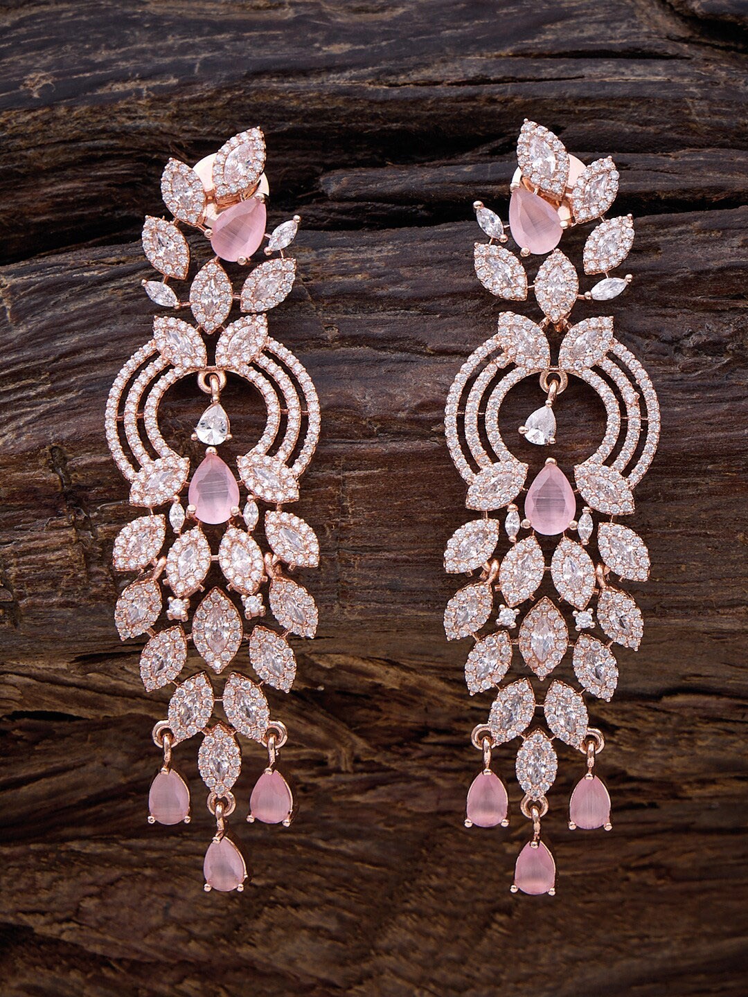 

Kushal's Fashion Jewellery Rose Gold-Plated Drop Earrings, Pink