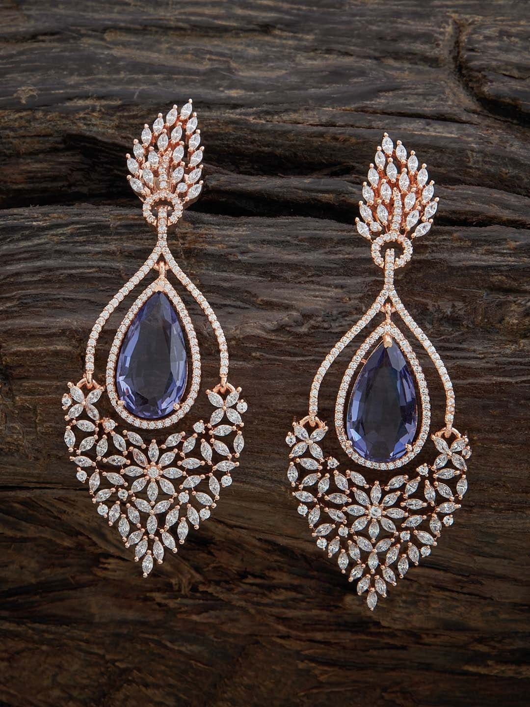 

Kushal's Fashion Jewellery Rose Gold-Plated Contemporary Drop Earrings, Blue
