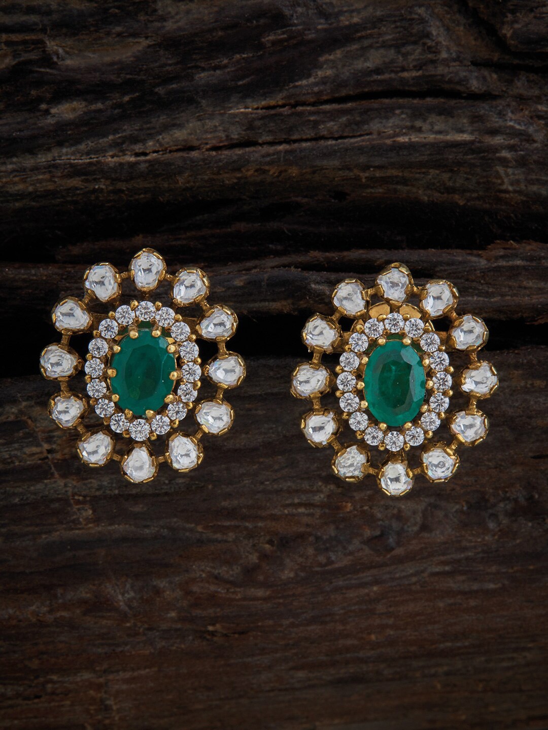 

Kushal's Fashion Jewellery Gold plated Contemporary Studs Earrings, Green