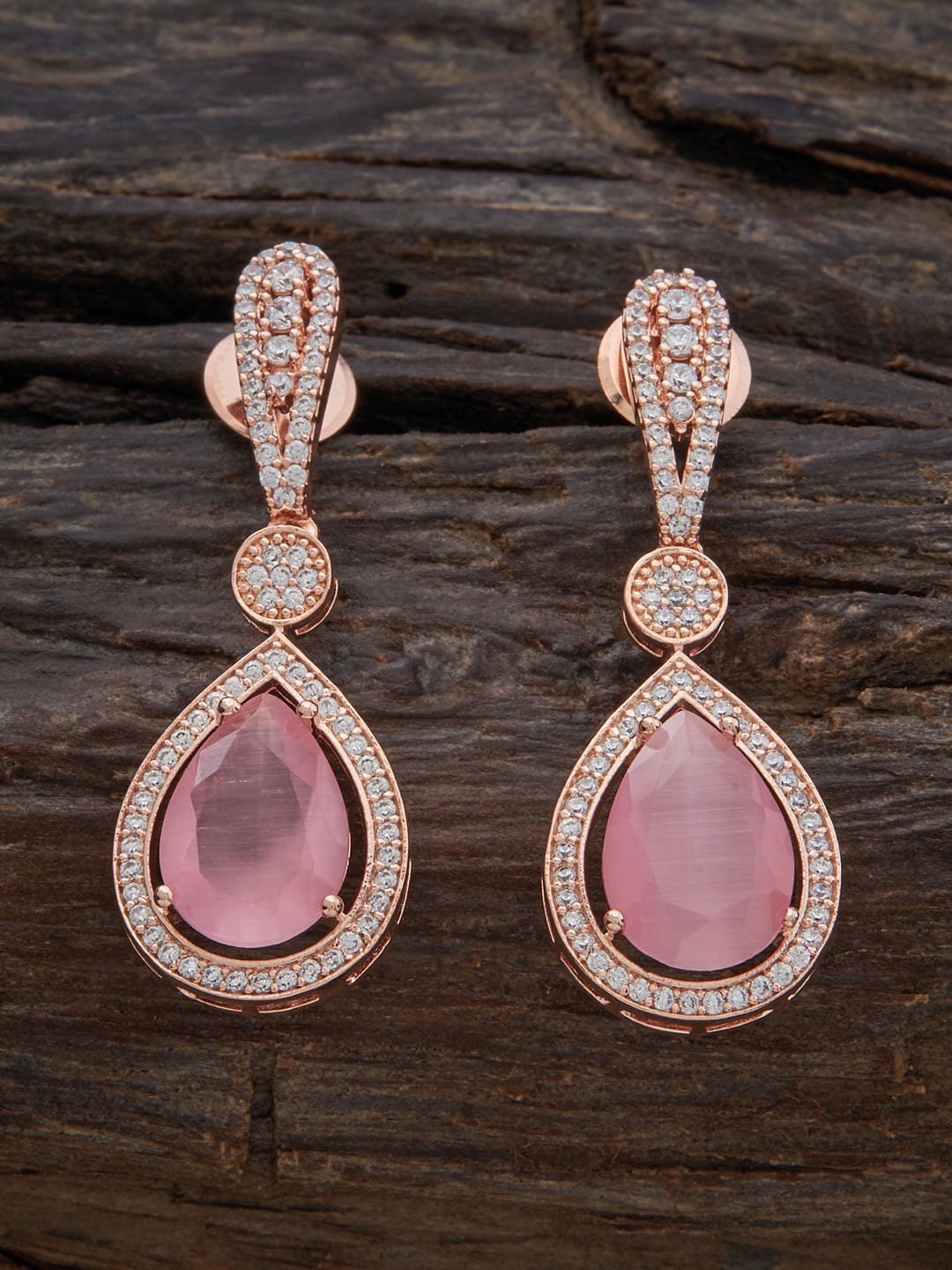 

Kushal's Fashion Jewellery Rose Gold Plated Contemporary Drop Earrings, Pink