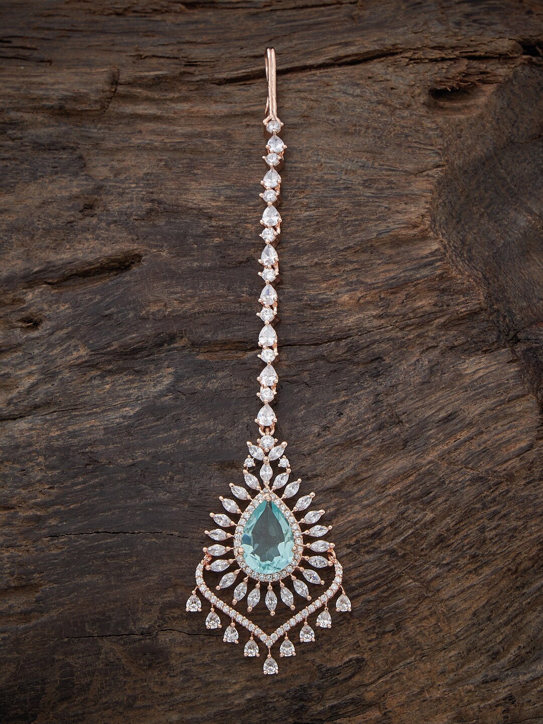 

Kushal's Fashion Jewellery Rose Gold-Plated & CZ-Studded Maang Tika, White