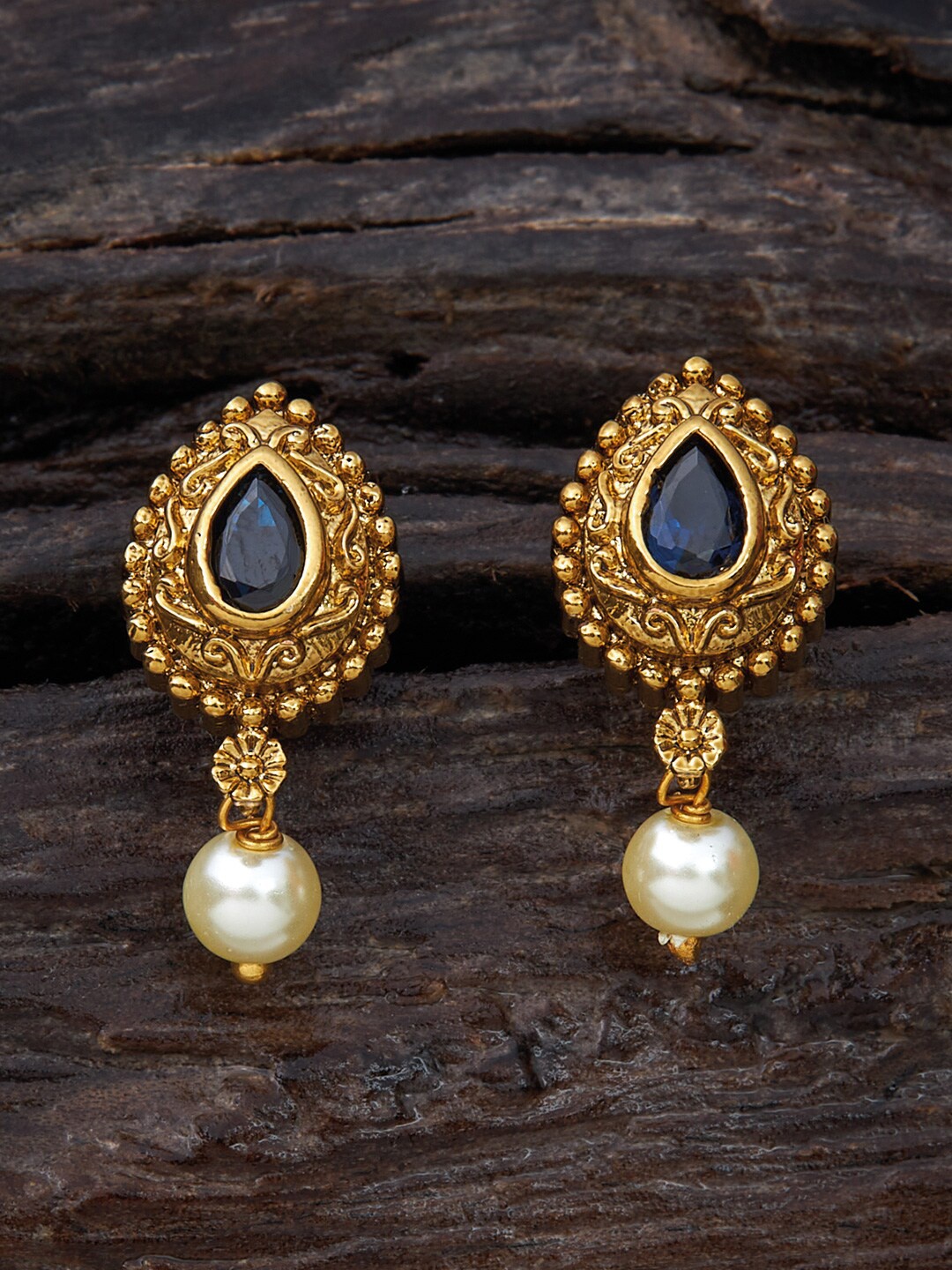 

Kushal's Fashion Jewellery Gold-Plated Artificial Stones and Beads Drop Earrings, Blue