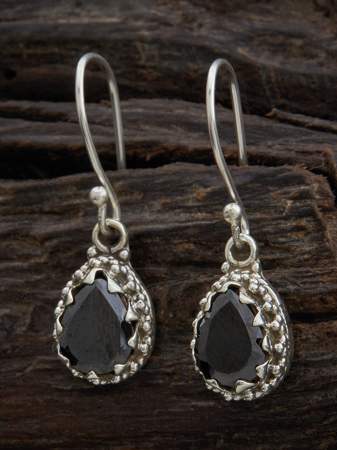 

Kushal's Fashion Jewellery Pure Silver Contemporary Drop Earrings, Black