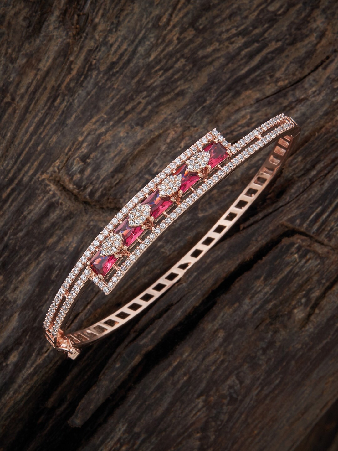 

Kushal's Fashion Jewellery Rose Gold-Plated Cubic Zirconia Bangle-Style Bracelet, White