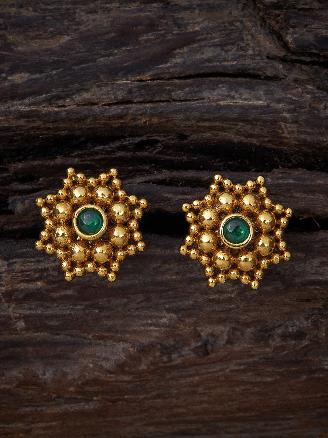 

Kushal's Fashion Jewellery Gold-Plated Floral Studs Earrings, Green