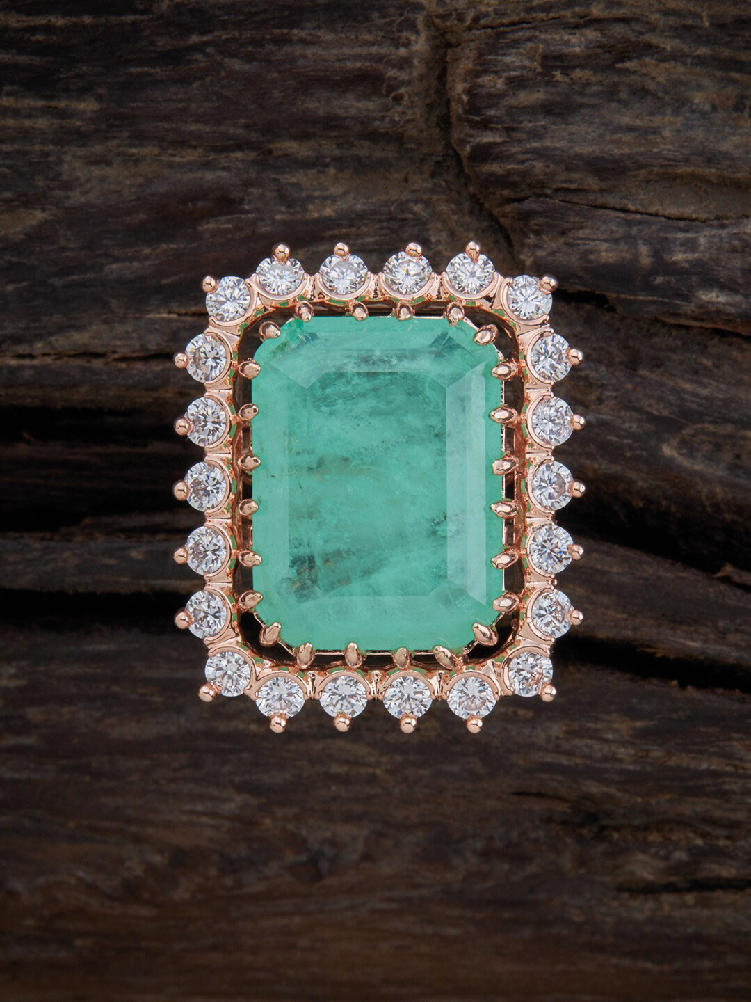 

Kushal's Fashion Jewellery Rose Gold-Plated CZ Studded Adjustable Finger Ring