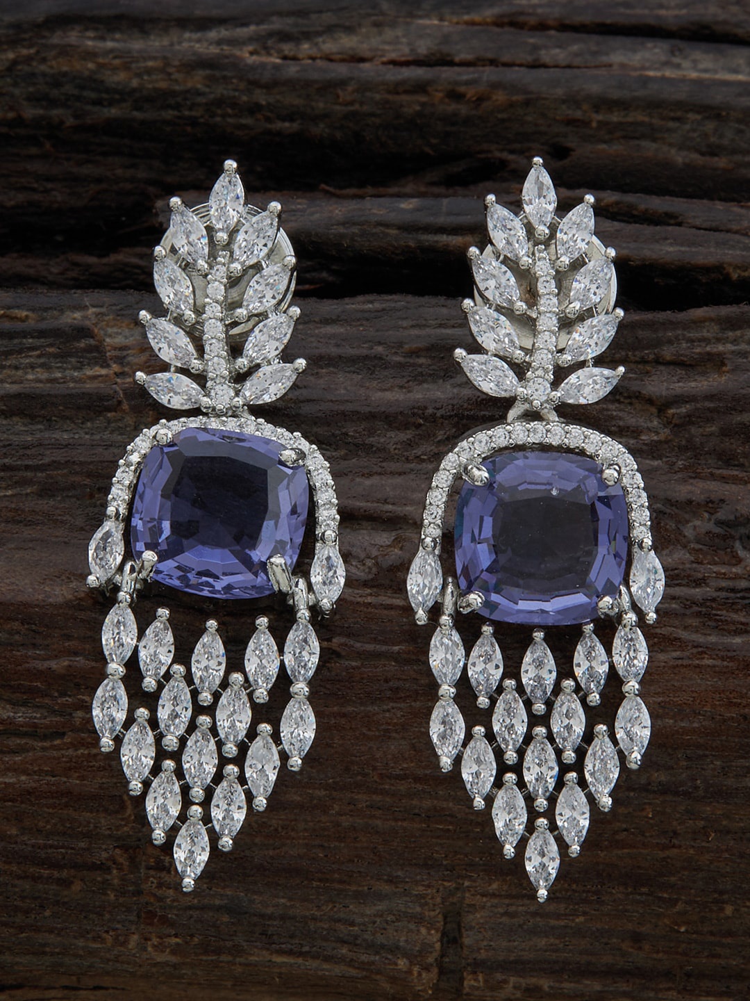 

Kushal's Fashion Jewellery Rhodium Plated Contemporary Drop Earrings, Lavender