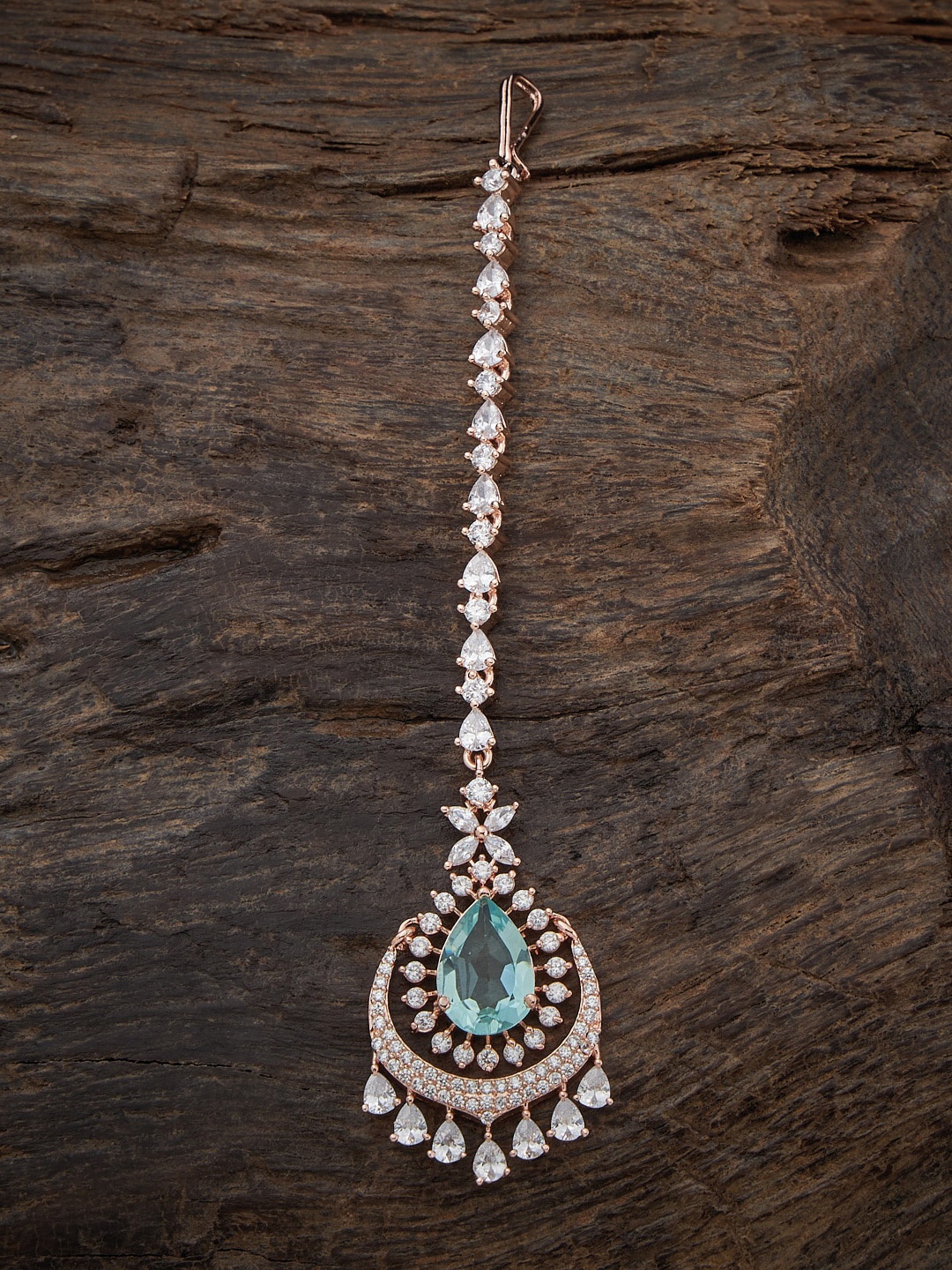

Kushal's Fashion Jewellery Rose Gold-Plated CZ Studded Maang Tikka, White