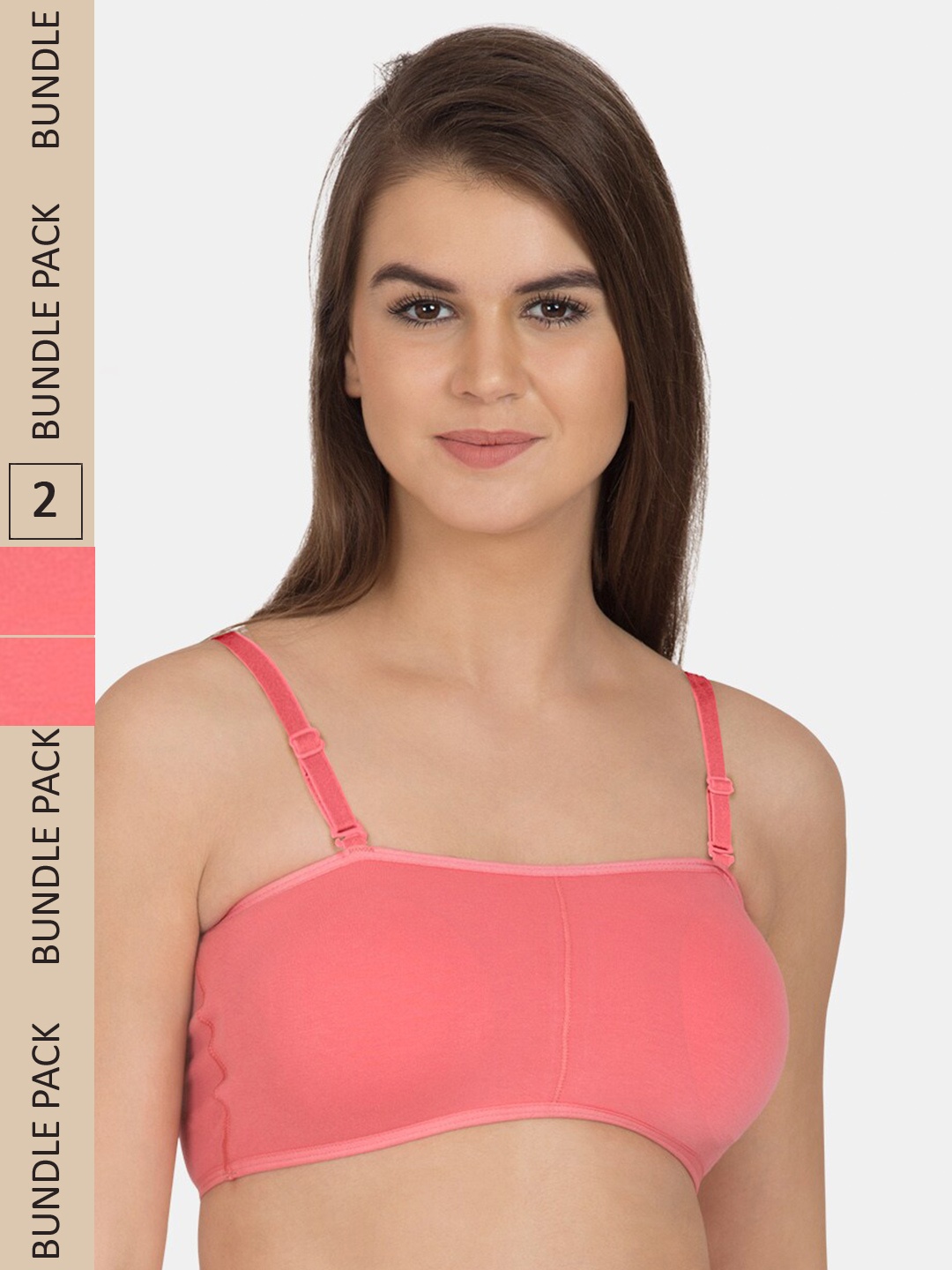 

Tweens Pack Of 2 Non Padded Non-Wired Full Coverage Seamless Sports Bra, Coral