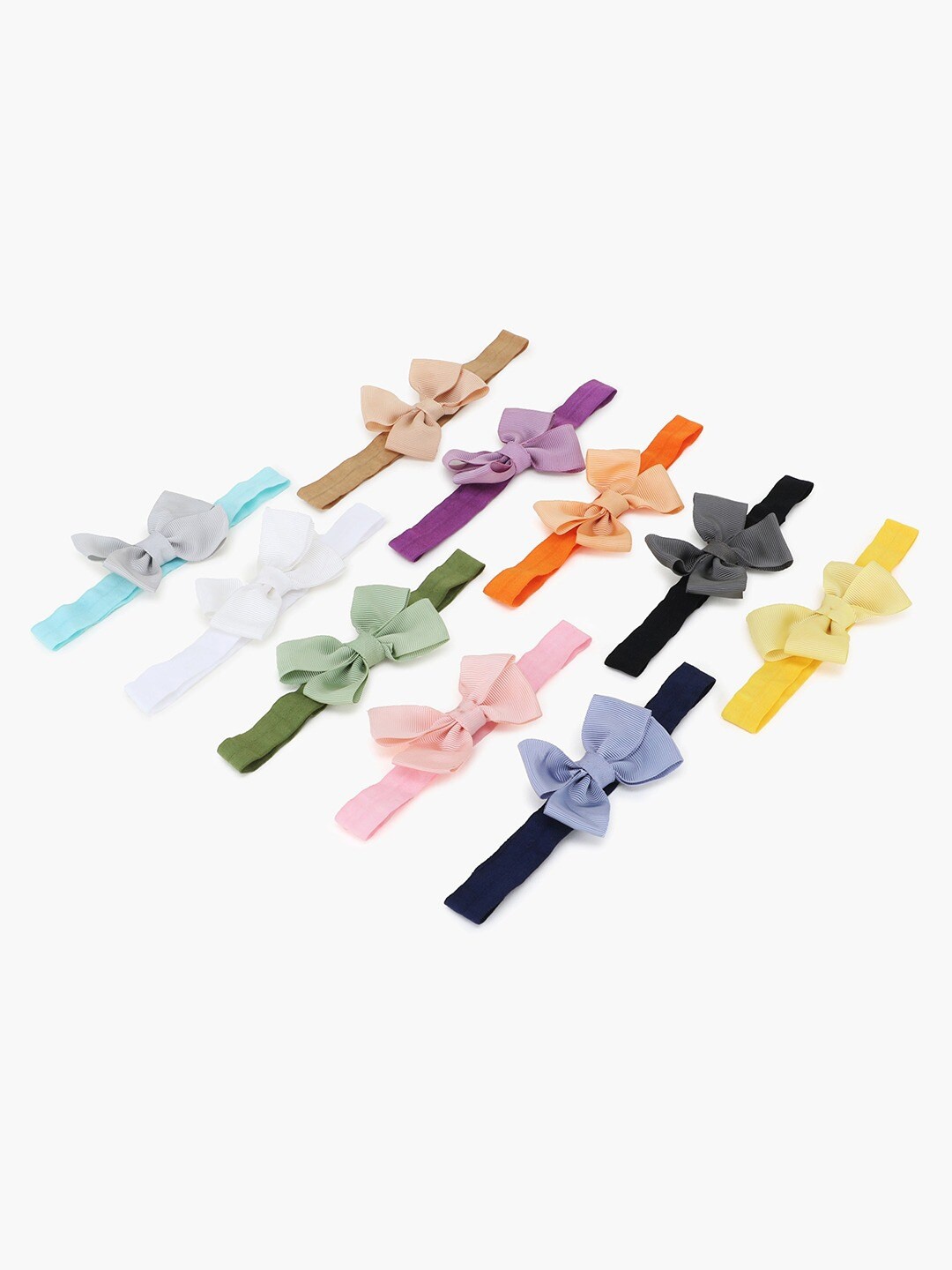 

Krelin Infant Girls Set Of 10 Bow Fabric Hairbands, Blue