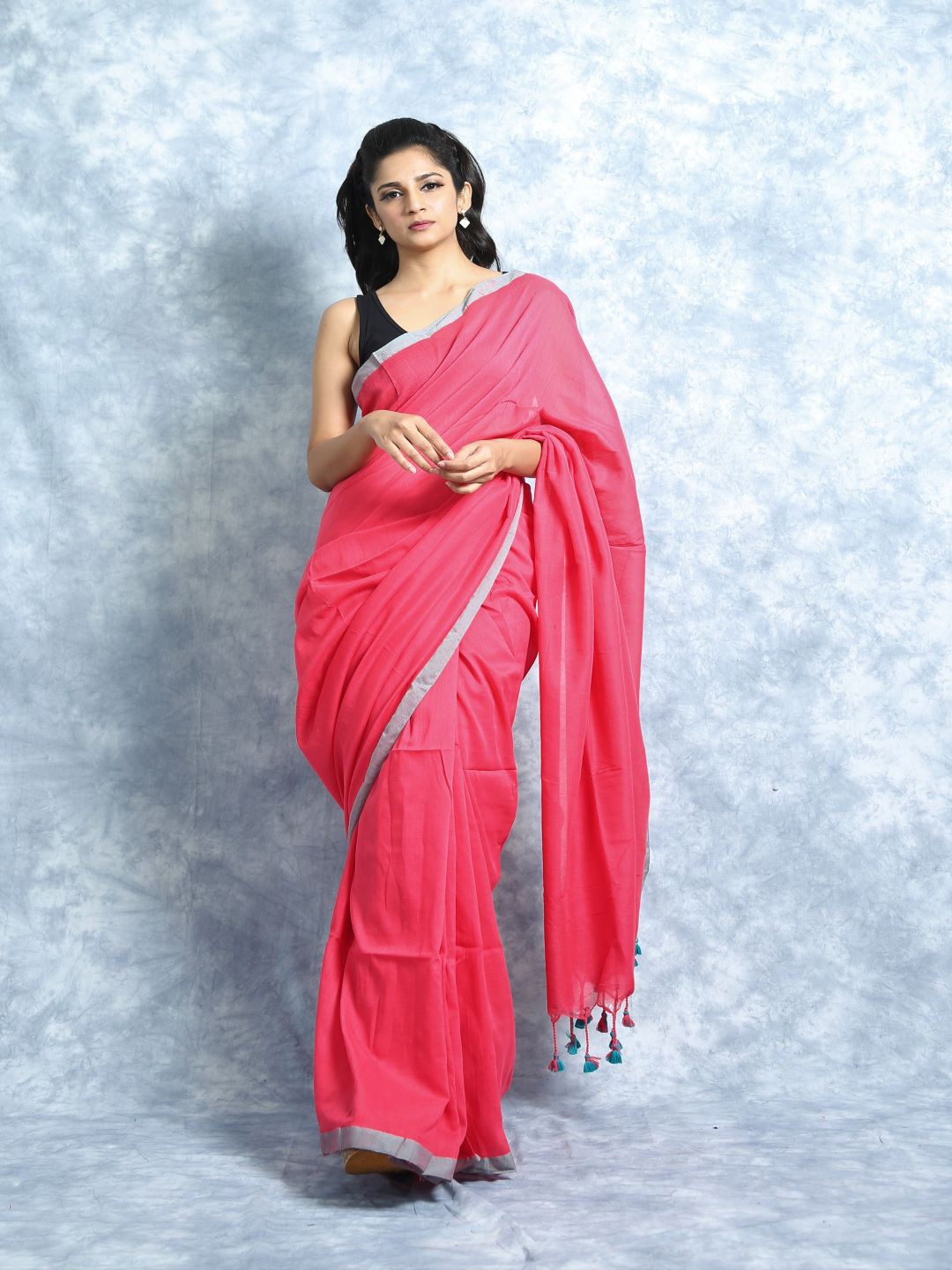 

HERE&NOW Tassel detailed Saree, Pink