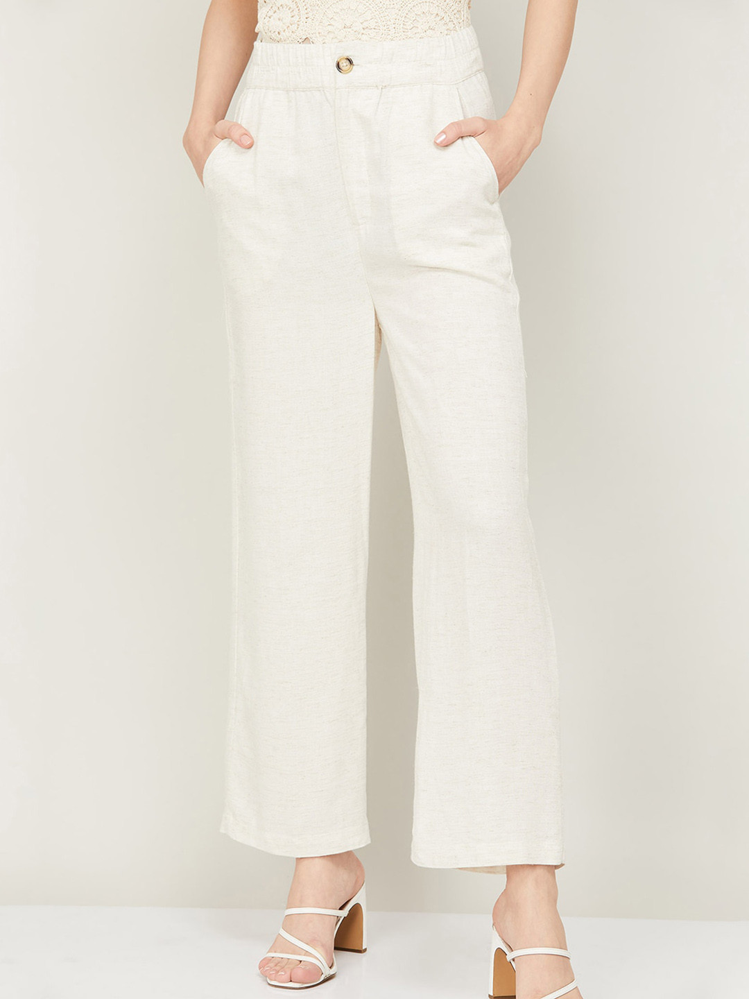 

CODE by Lifestyle Women Mid-Rise Parallel Trousers, Beige