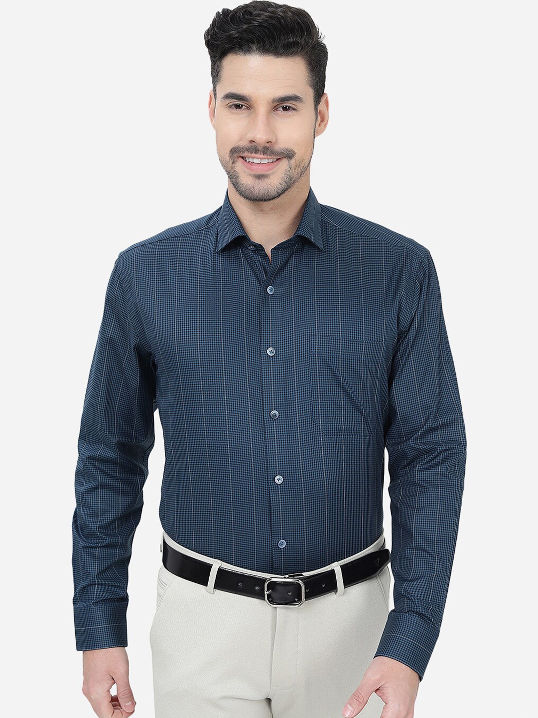 

JADE BLUE Opaque Checked Casual Formal Shirt