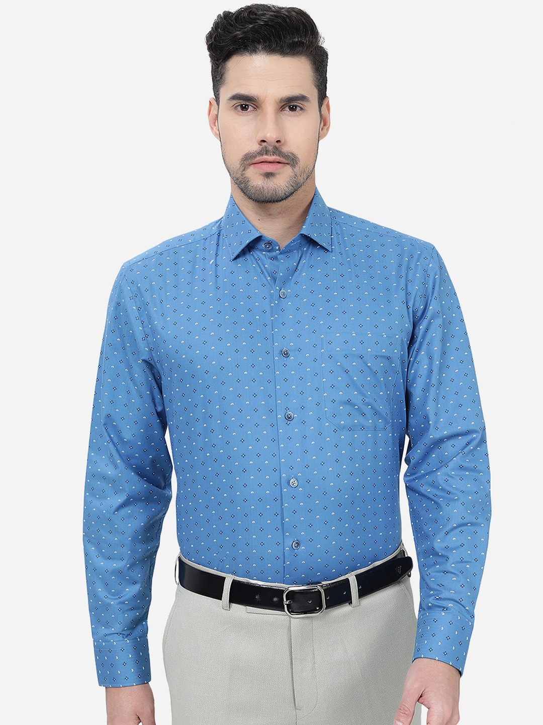 

JADE BLUE Micro Ditsy Printed Cotton Formal Shirt