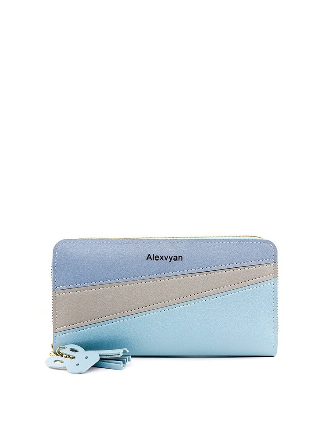 

Alexvyan Women Colourblocked Zip Around Wallet, Blue