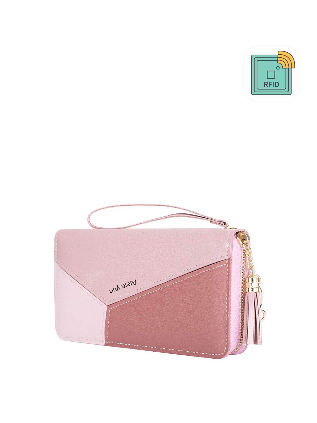 

Alexvyan Women Colourblocked Zip Around Wallet, Pink