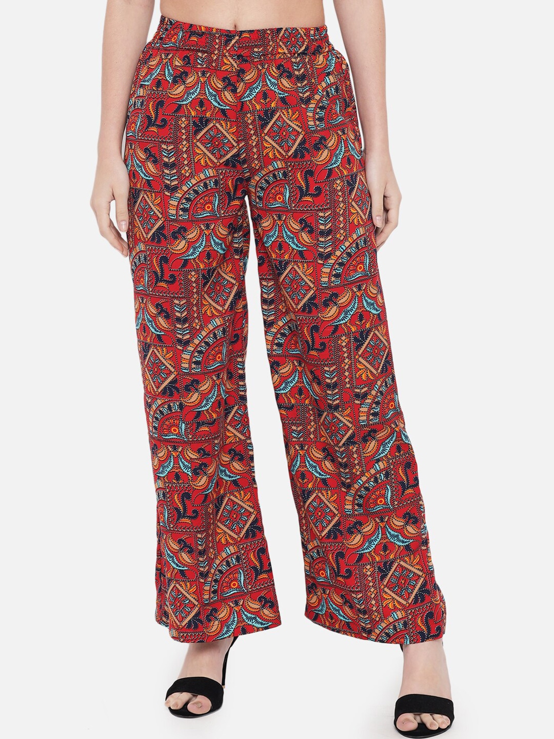 

ALL WAYS YOU Women Ethnic Motifs Printed Straight Palazzos, Red