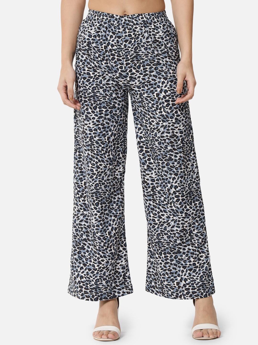 

ALL WAYS YOU Women Animal Printed Straight Palazzos, White