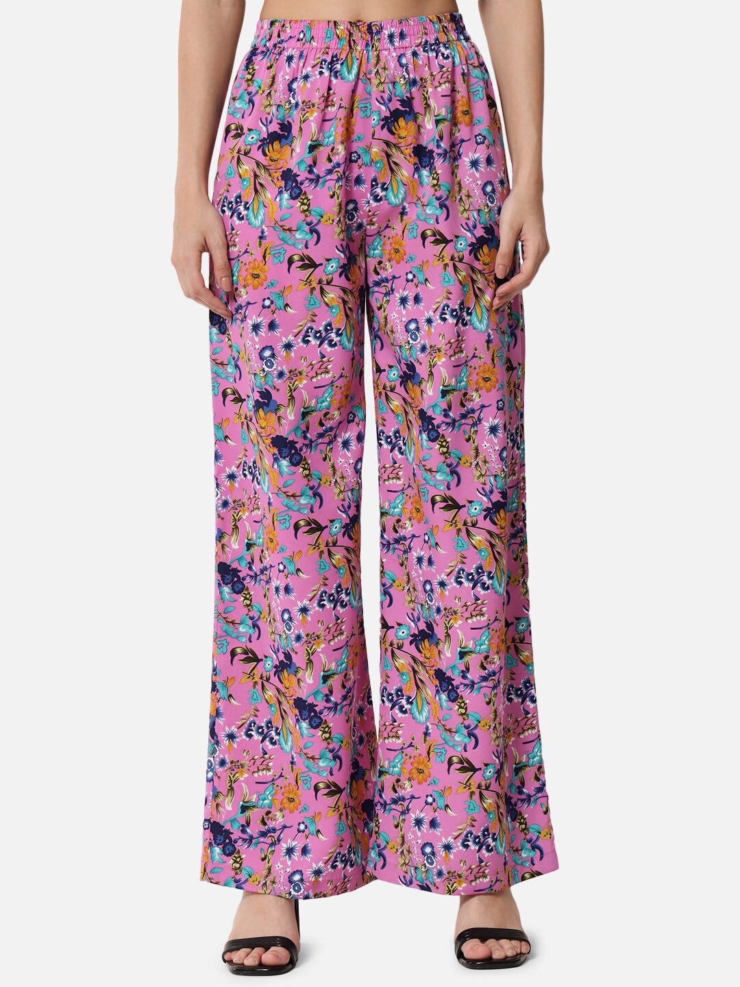

ALL WAYS YOU Women Floral Printed Straight Palazzos, Pink
