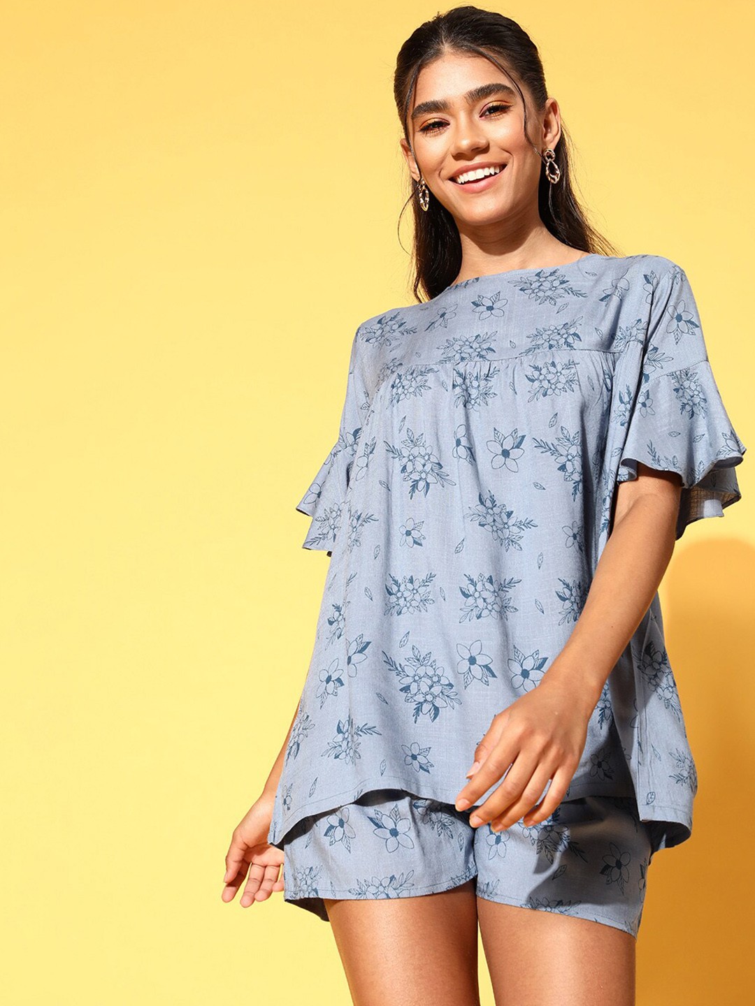 

beebelle Women Blue Printed Night suit