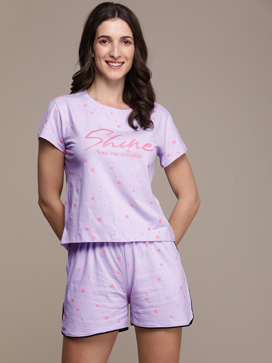 

beebelle Conversational Printed Pure Cotton Night Suit, Lavender