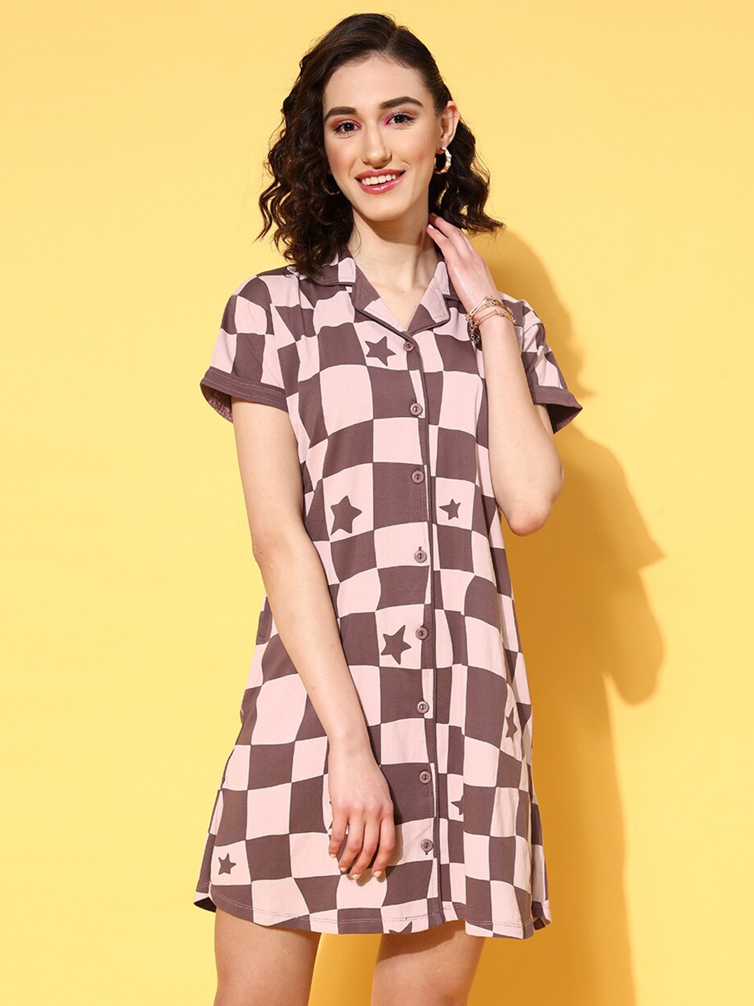 

beebelle Checked Pure Cotton Nightdress, Nude