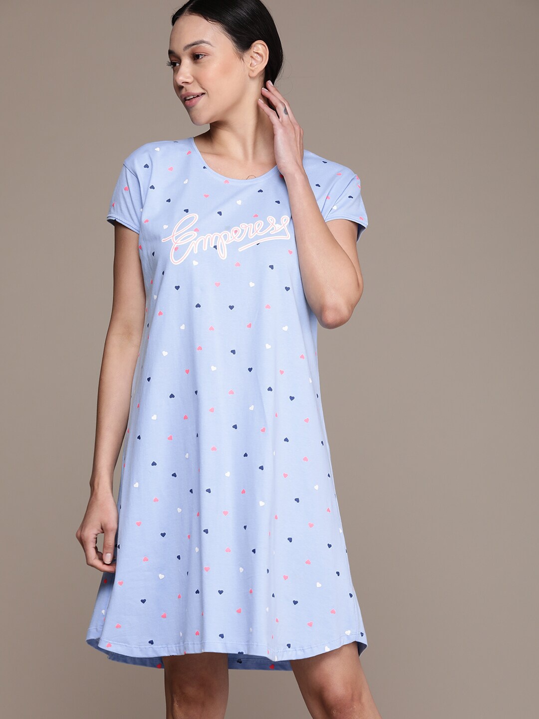 

beebelle Conversational Printed Pure Cotton Nightdress, Blue