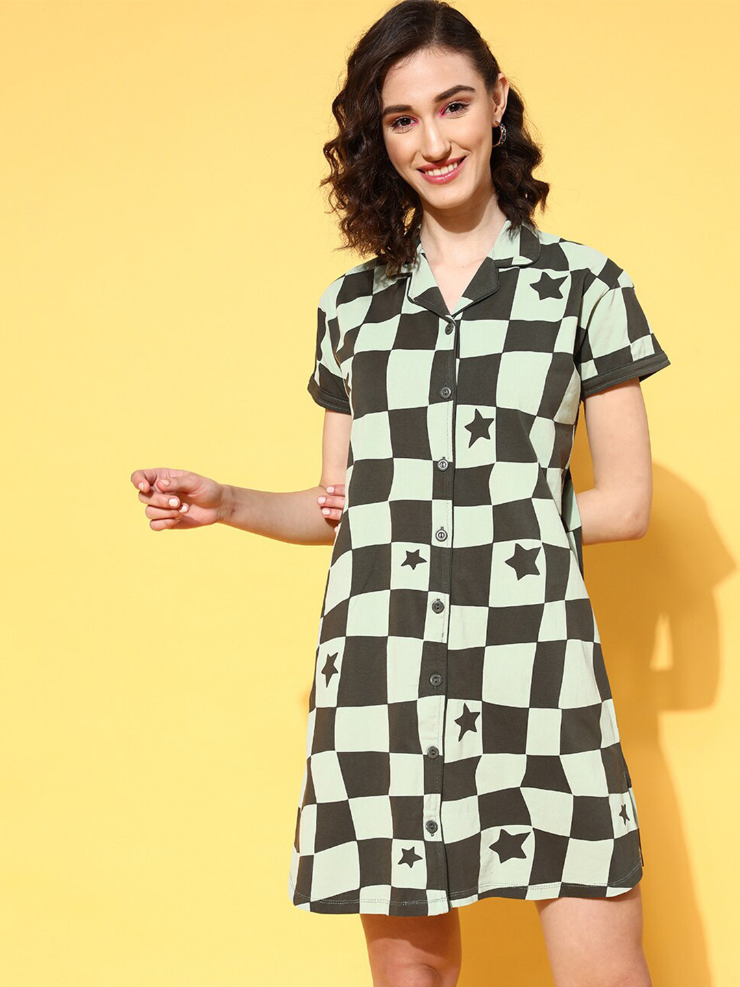 

beebelle Checked Pure Cotton Nightdress, Olive