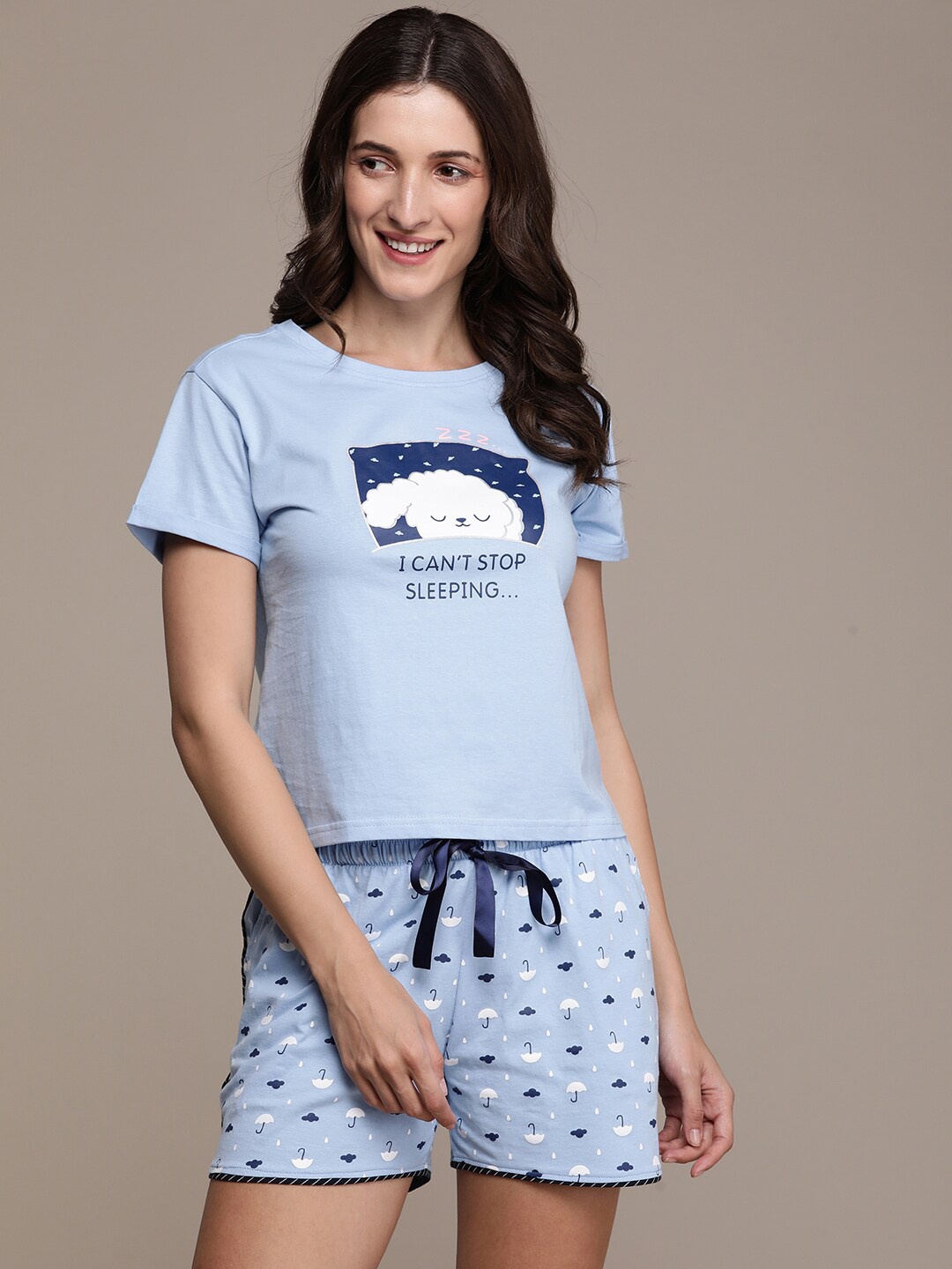 

beebelle Conversational Printed Pure Cotton Night Suit, Blue