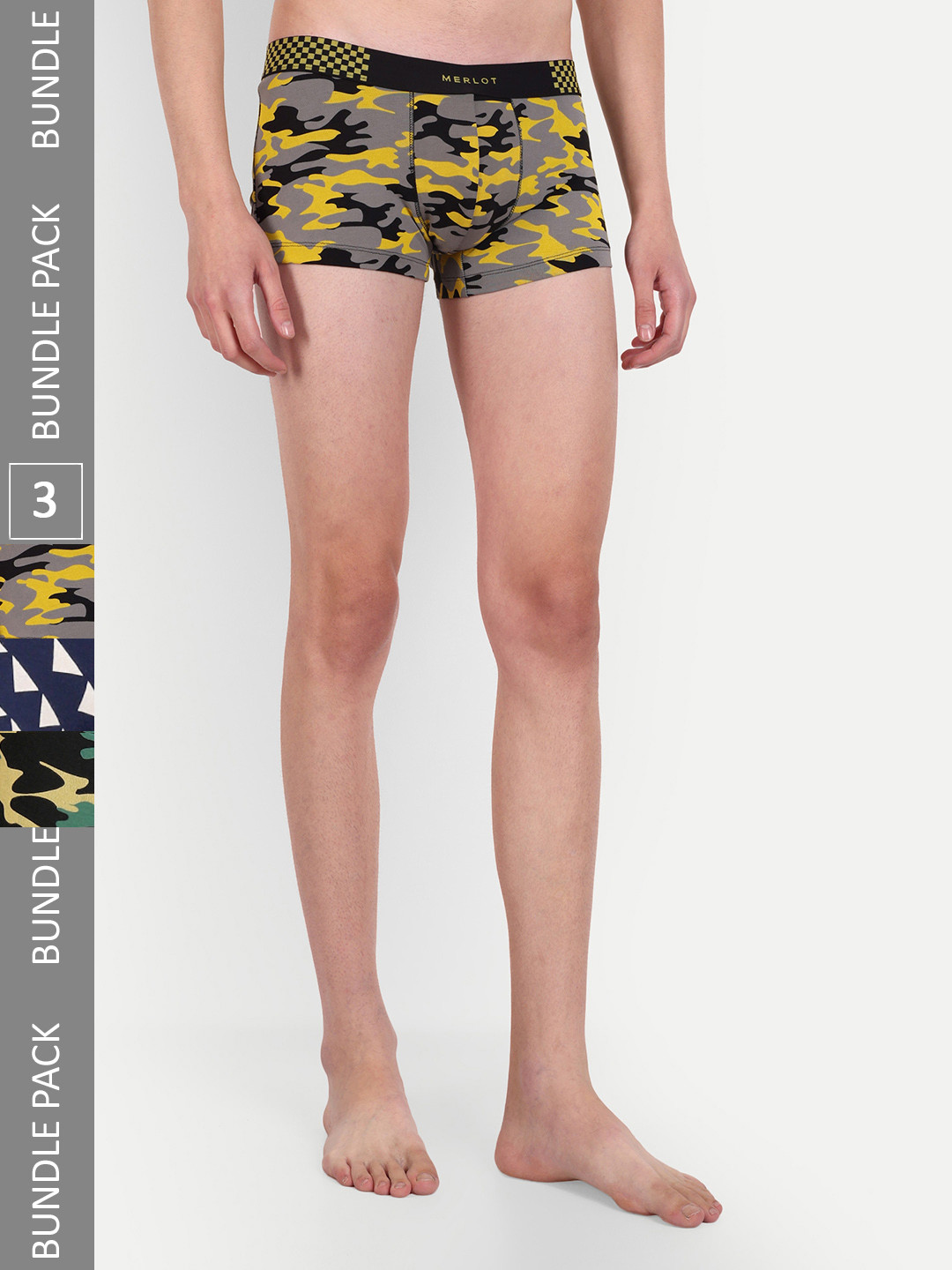 

MERLOT Pack Of 3 Printed Intelli-Fresh Ultra-Soft & Smooth Trunks, Grey