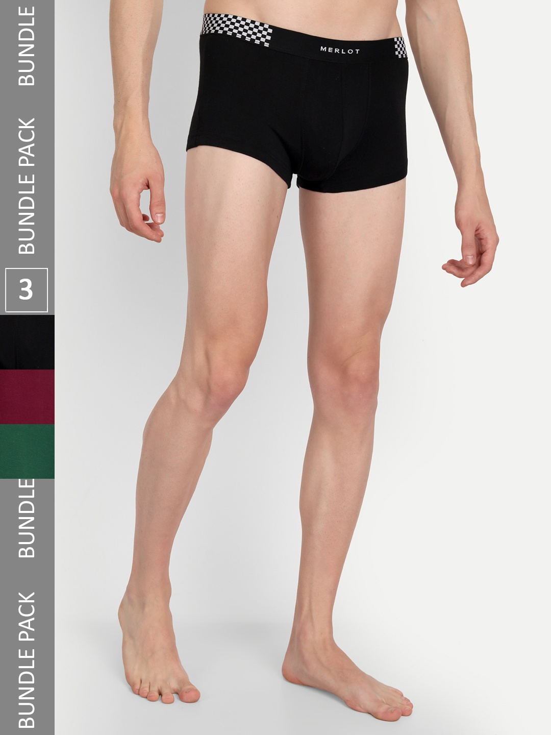 

MERLOT Men Pack Of 3 Intelli-Fresh & Ultra-Soft Trunks, Green