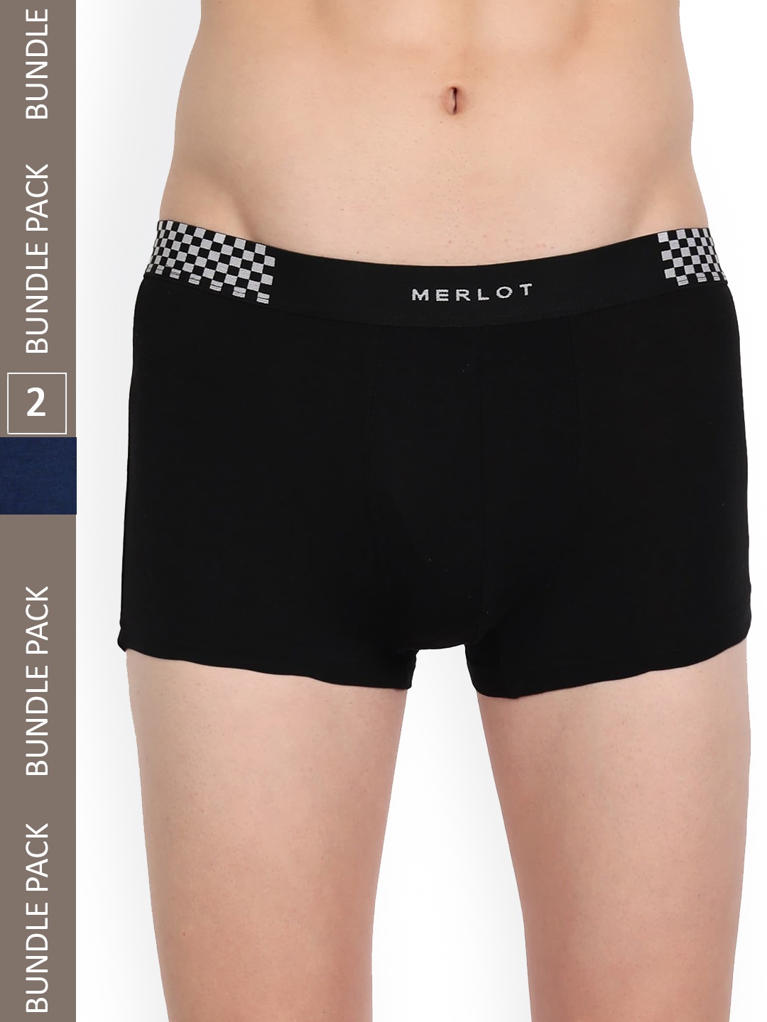 

MERLOT Men Pack Of 2 Ultra-Soft & Smooth Bamboo Cotton Trunks, Navy blue