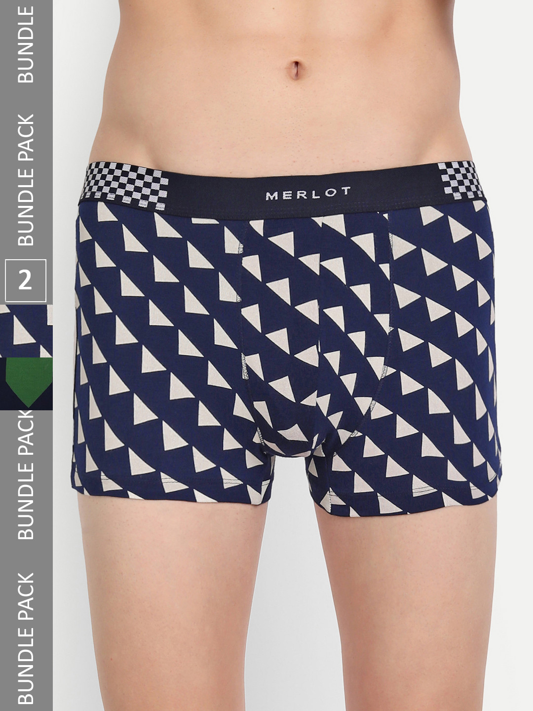 

MERLOT Men Pack Of 2 Printed Ultra-Soft & Smooth Bamboo Cotton Trunks, Blue