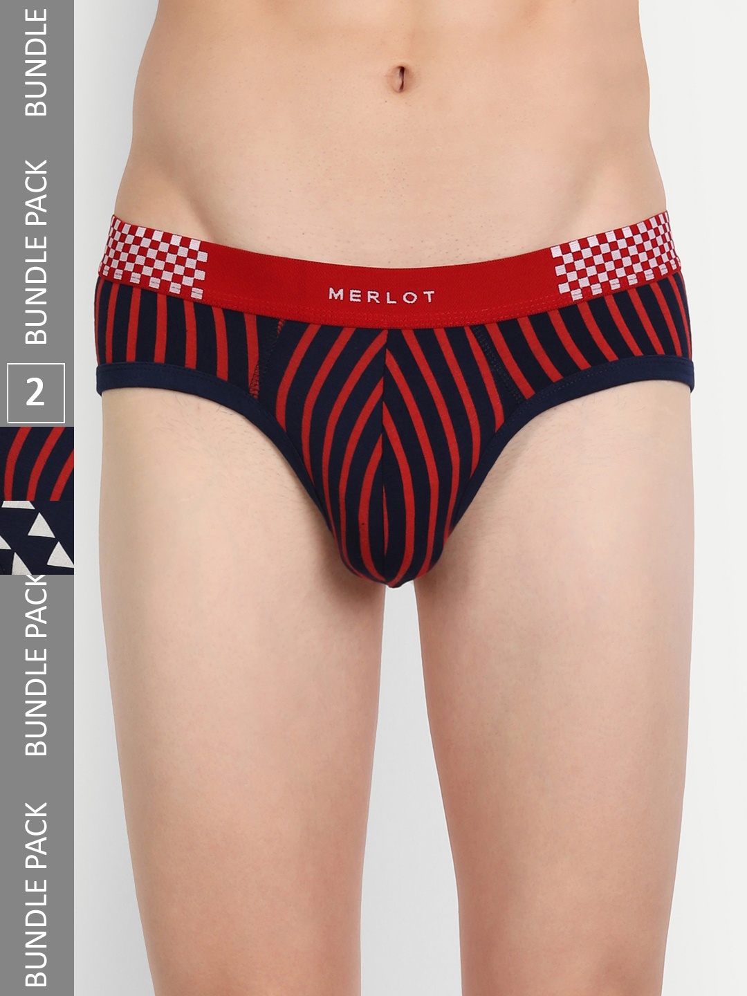 

MERLOT Men Pack Of 2 Printed Ultra-Soft Bamboo Cotton Basic Briefs, Red