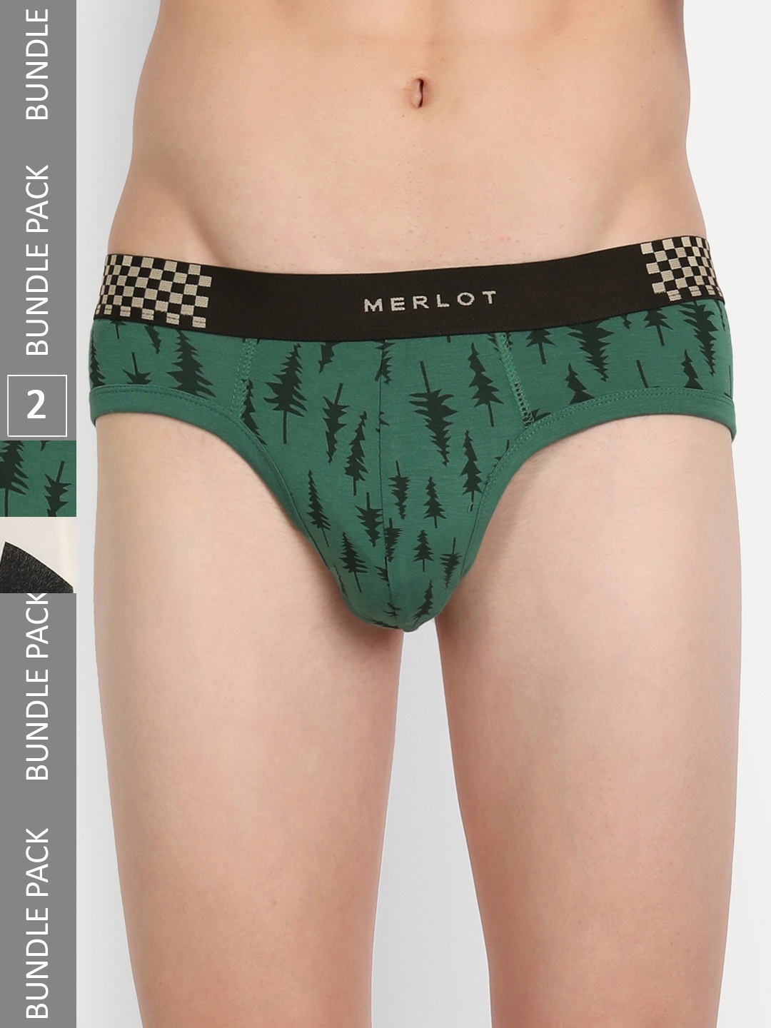 

MERLOT Men Pack Of 2 Printed Ultra-Soft & Smooth Bamboo Cotton Basic Briefs, Yellow