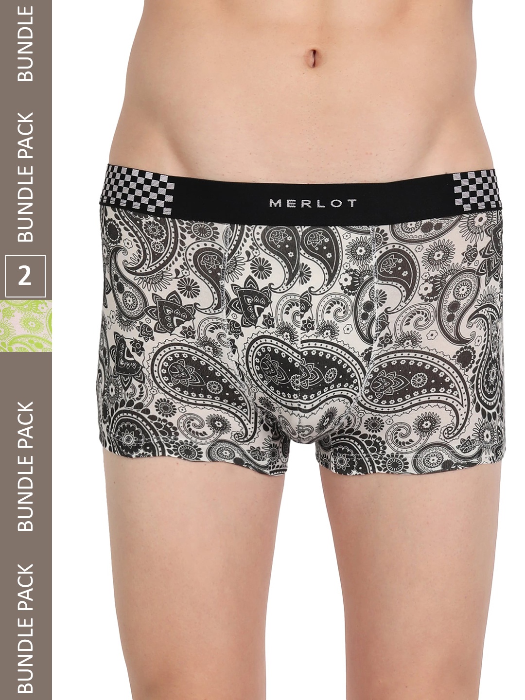 

MERLOT Pack Of 2 Printed Ultra-Soft & Smooth Trunks, Black