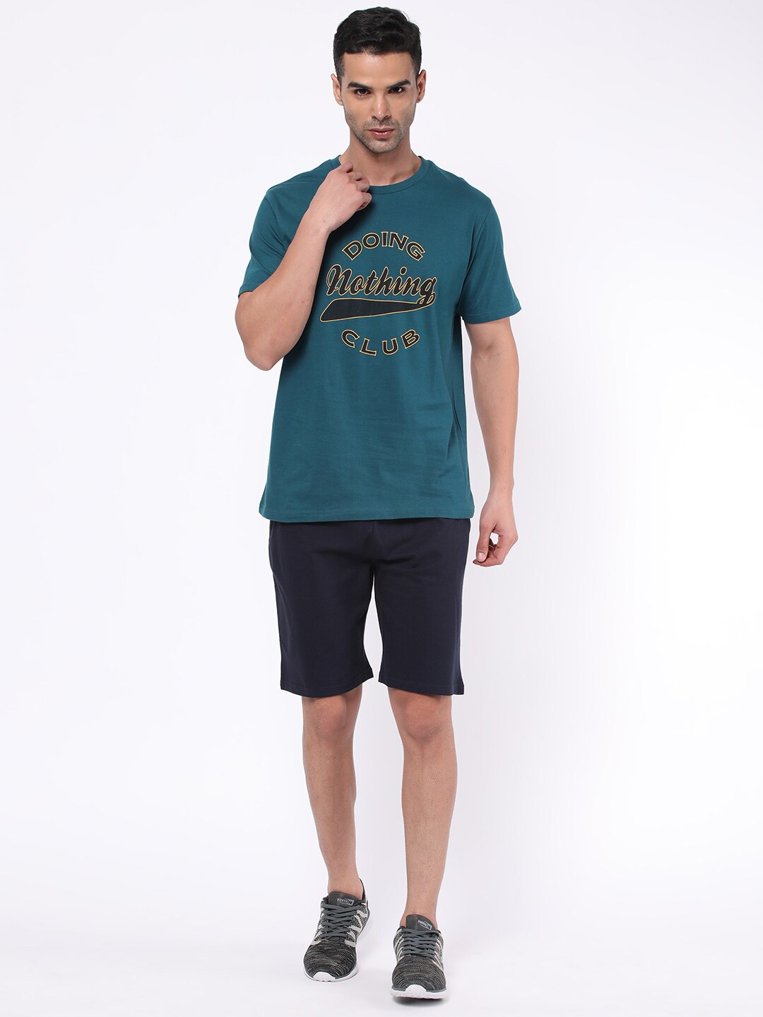 R&B Typography Round Neck Cotton T-shirt, Green