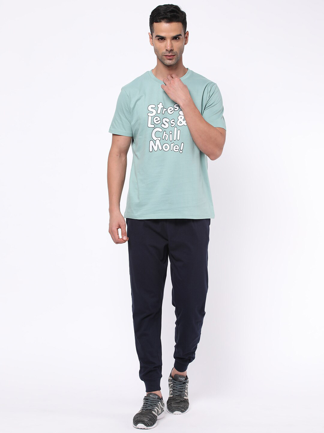 

R&B Typography Printed Cotton T-shirt, Green
