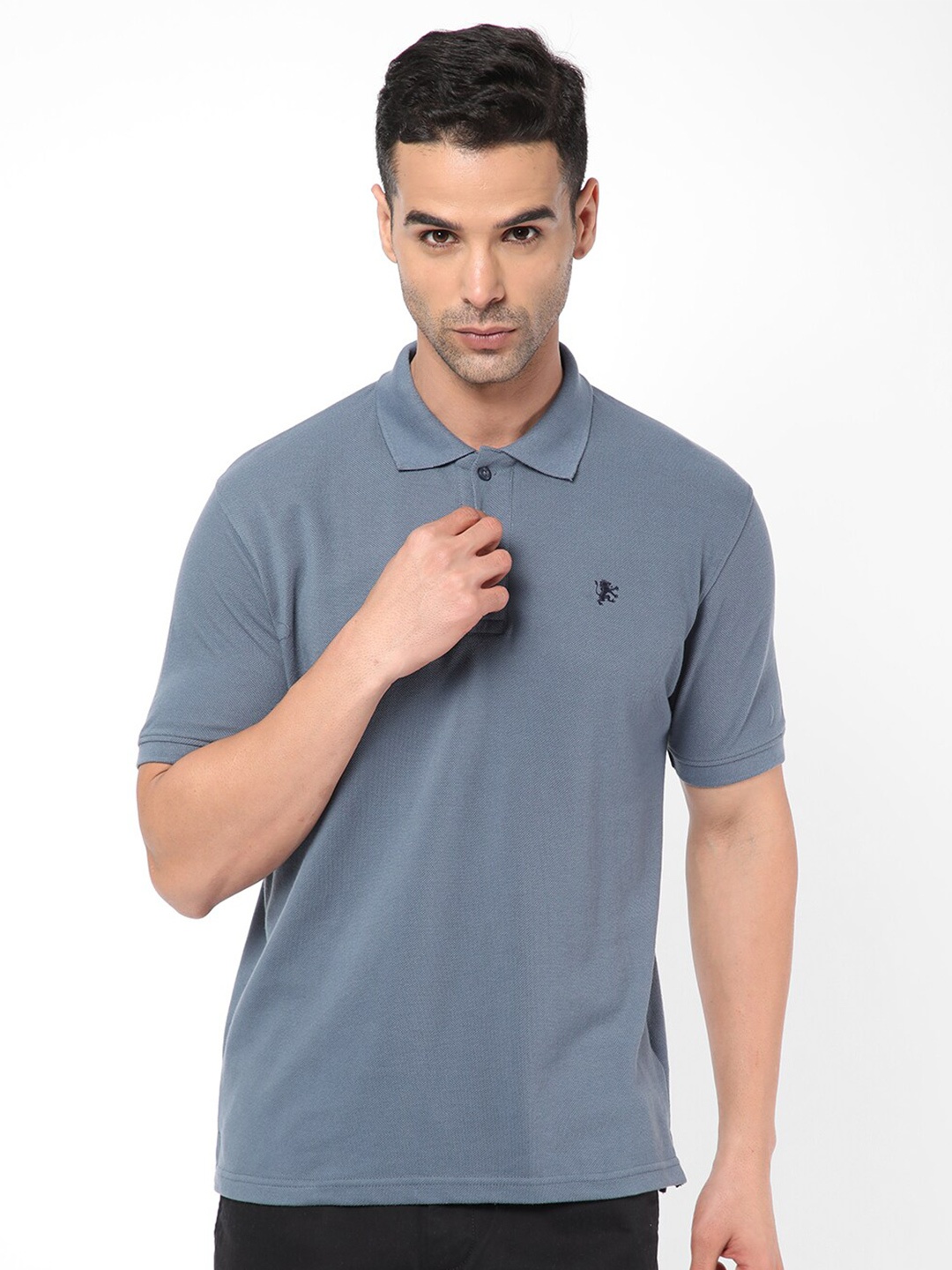 

R&B Polo Collar Short sleeves Cotton T-shirt, Grey