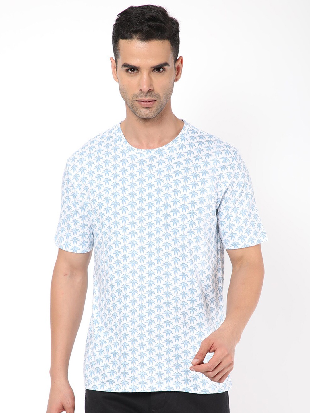 

R&B Tropical Printed Cotton T-Shirt, White