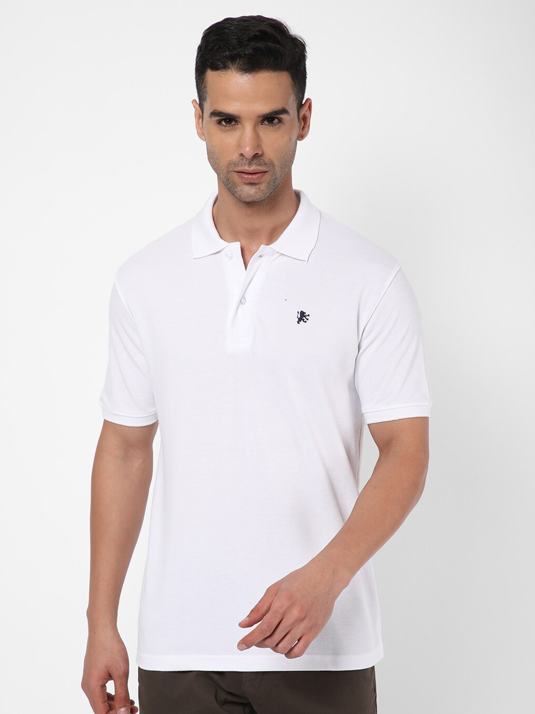 

R&B Polo Collar Cotton T-shirt, White