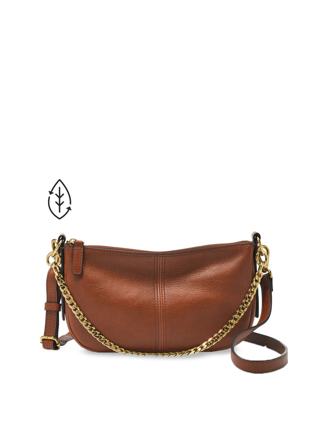 

Fossil Brown Leather Half Moon Sling Bag